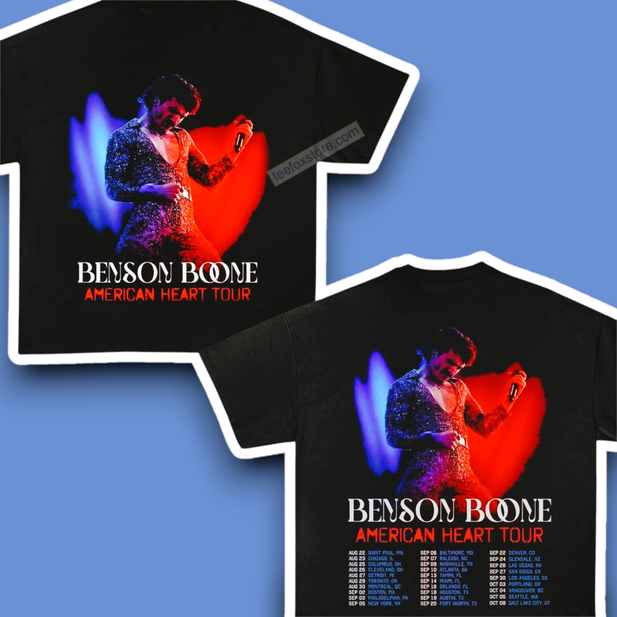 Benson Boone American Heart Tour 2025 Concert T-Shirt