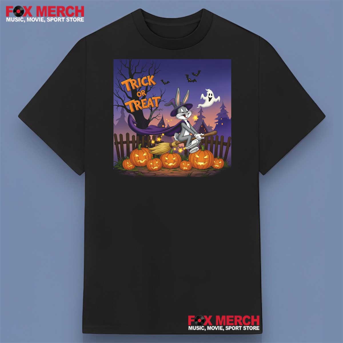 Bugs Bunny and Ghost Trick or Treat Halloween T-Shirt