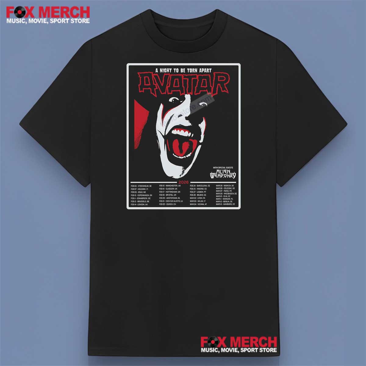 Avatar Band A Night To Be Torn Apart Tour 2026 Shirt