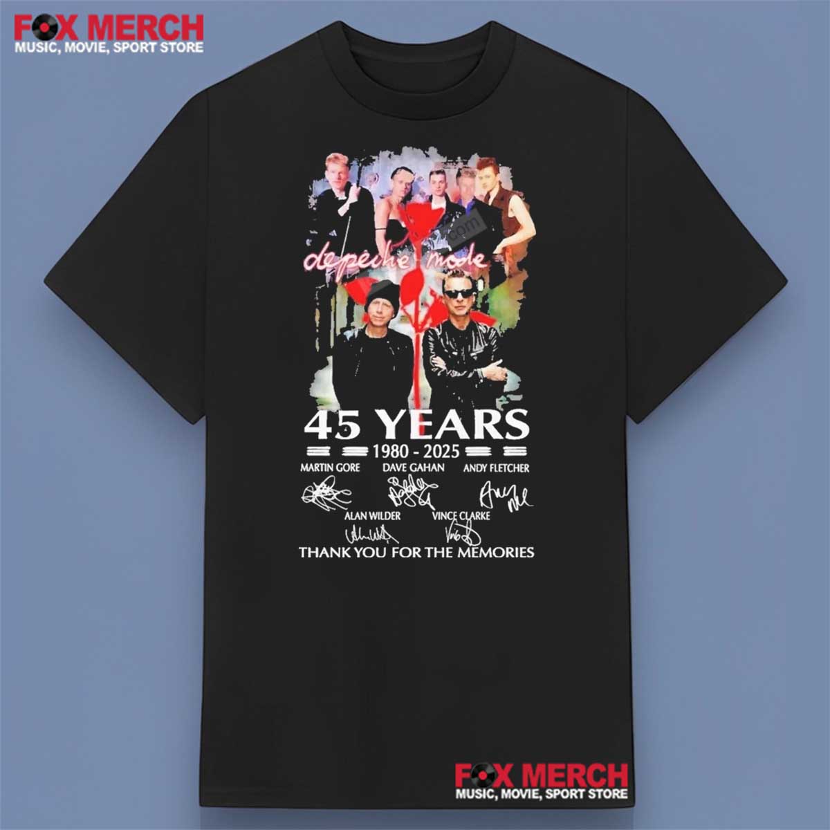 Depeche Mode 45 Years 1980-2025 Signatures Thank You For The Memories Shirt
