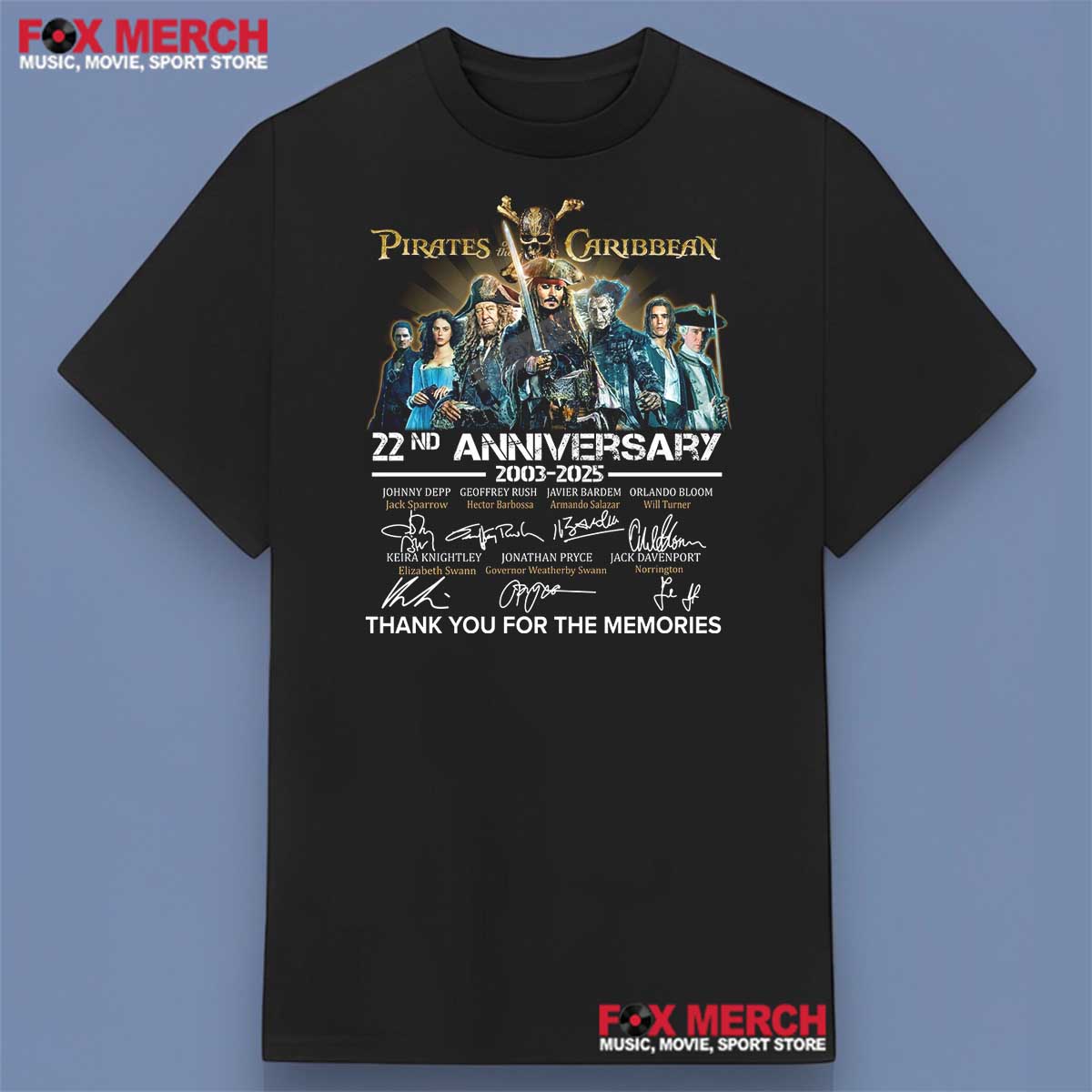 Pirates Of The Caribbean 22nd Anniversary 2003-2025 Signatures Shirt