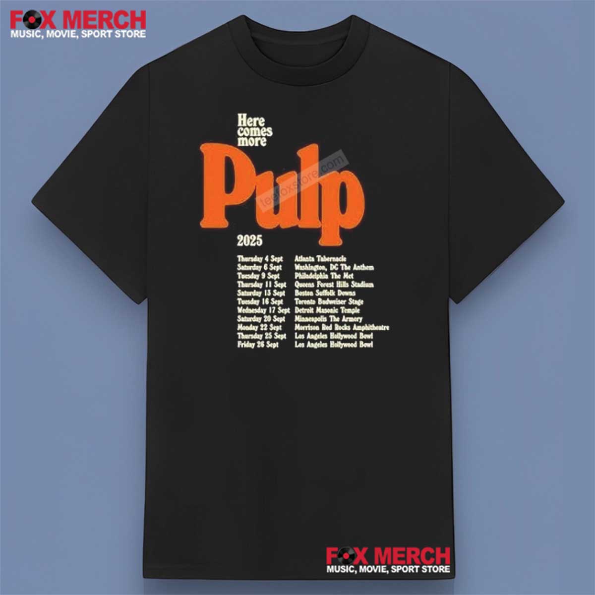 Pulp Here Comes More Tour 2025 Concert T-Shirt