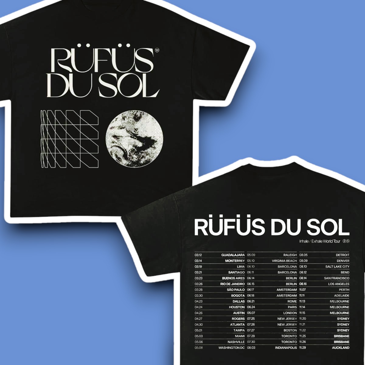 Rufus Du Sol Tour 2025 Music T-Shirt