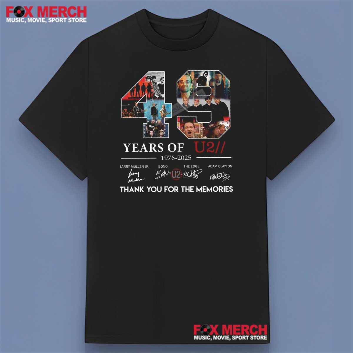 U2 49th Anniversary 1976-2025 Signatures T-Shirt