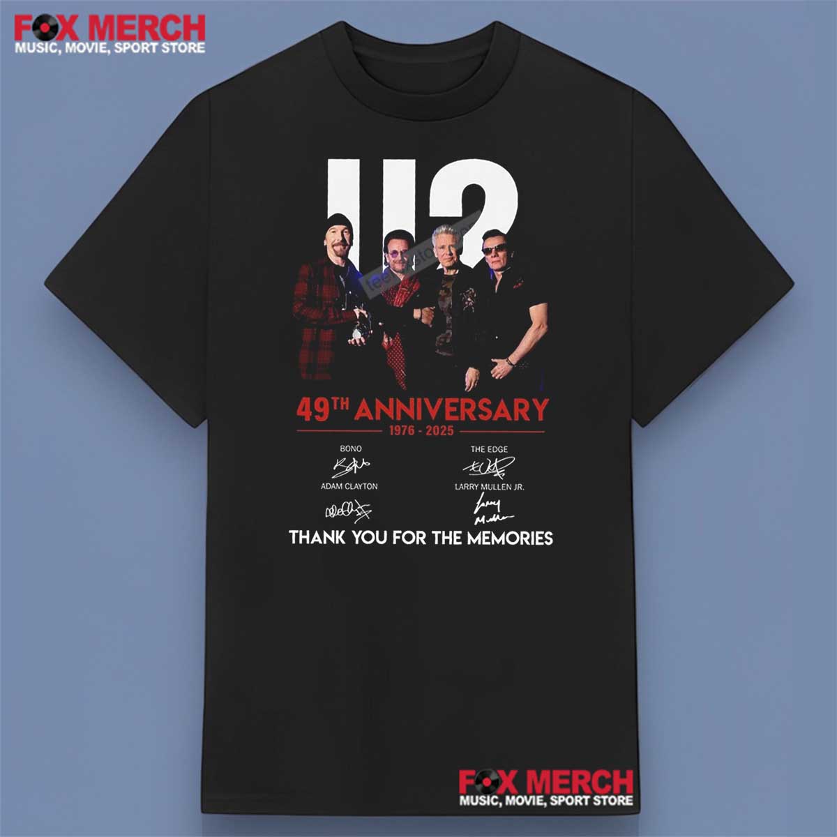 U2 Band 49th Anniversary 1976-2025 Signatures Shirt