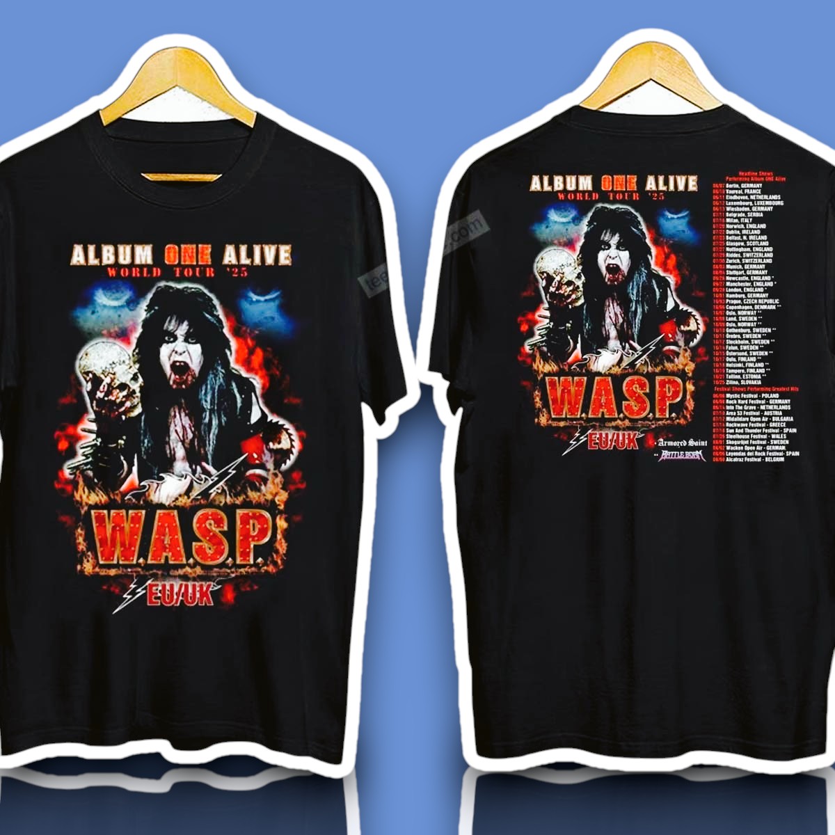 WASP Band Album One Alive Tour 2025 EU UK Shirt