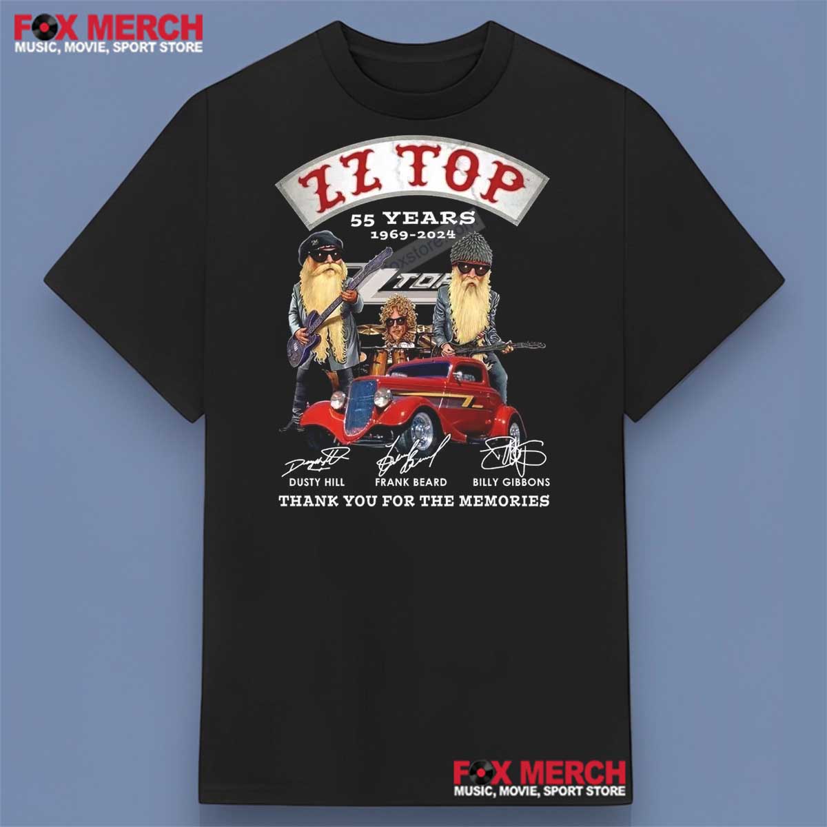 ZZ Top 55 Years 1969-2024 Signatures Shirt